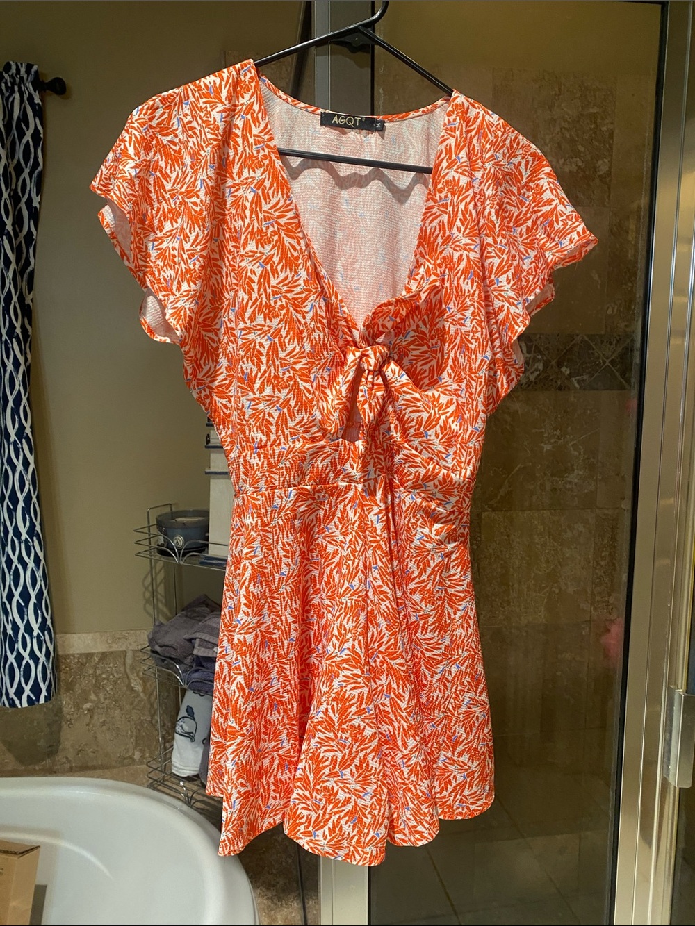 Orange Tie-Front Floral jumper